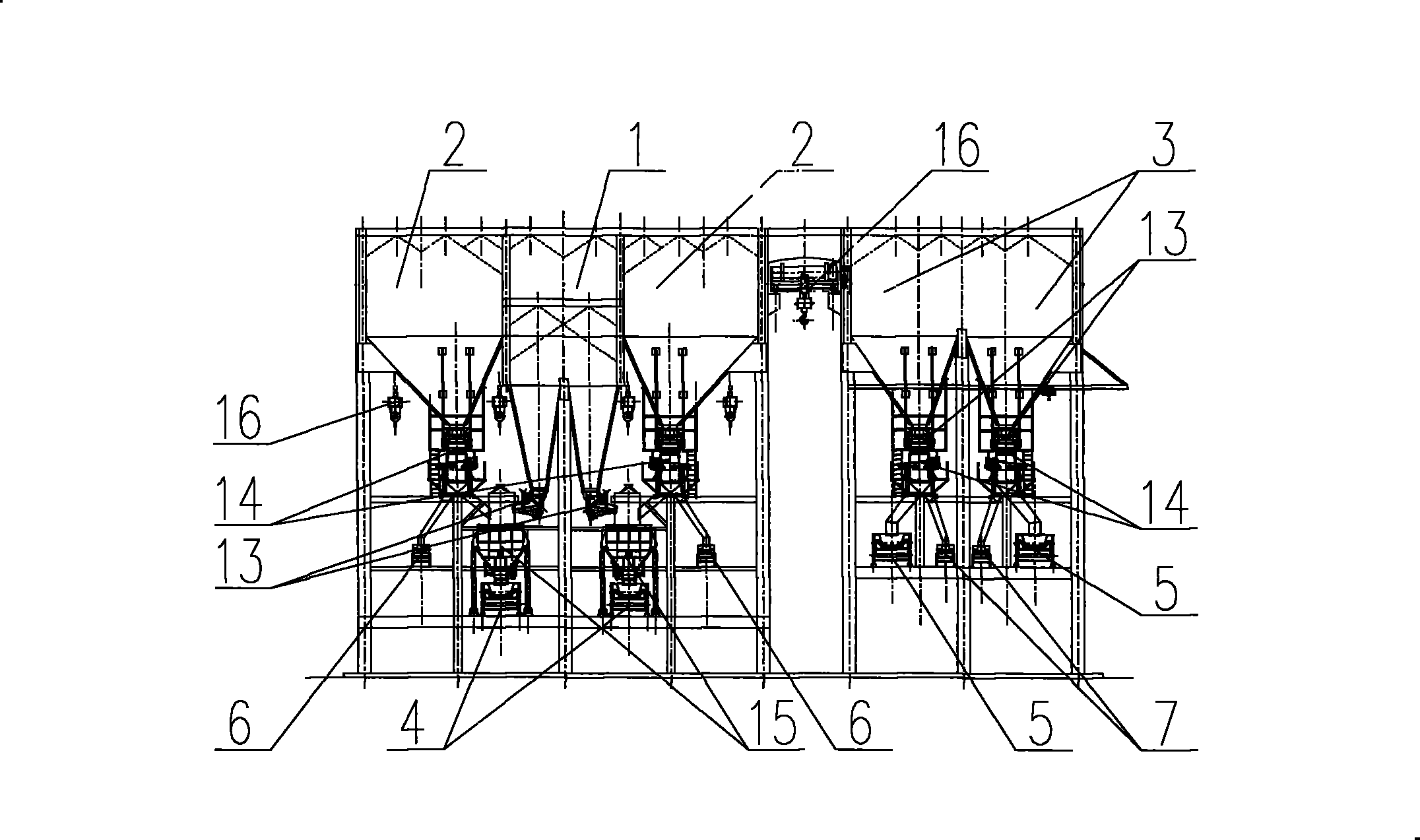 Combination technique arrangement of two coke and ore tank systems