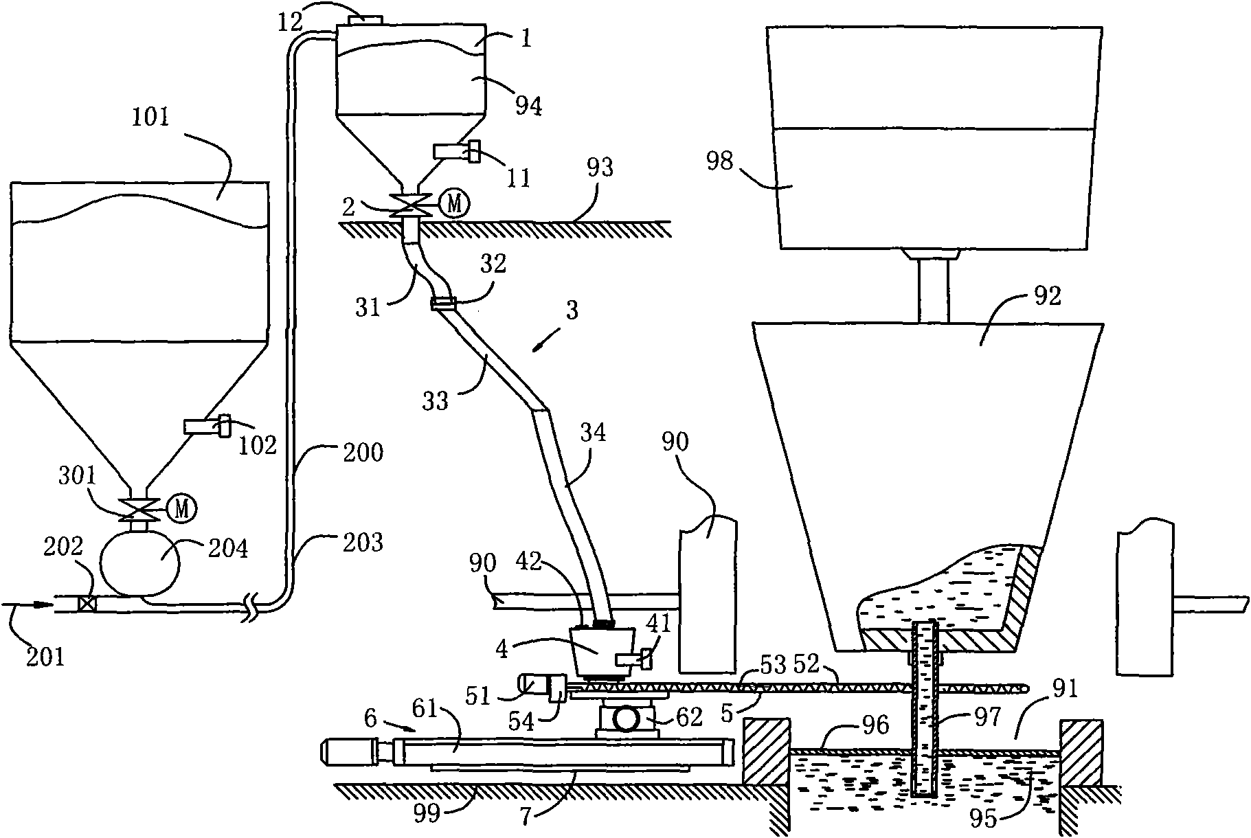 Pneumatic conveying type automatic mold powder feeding device