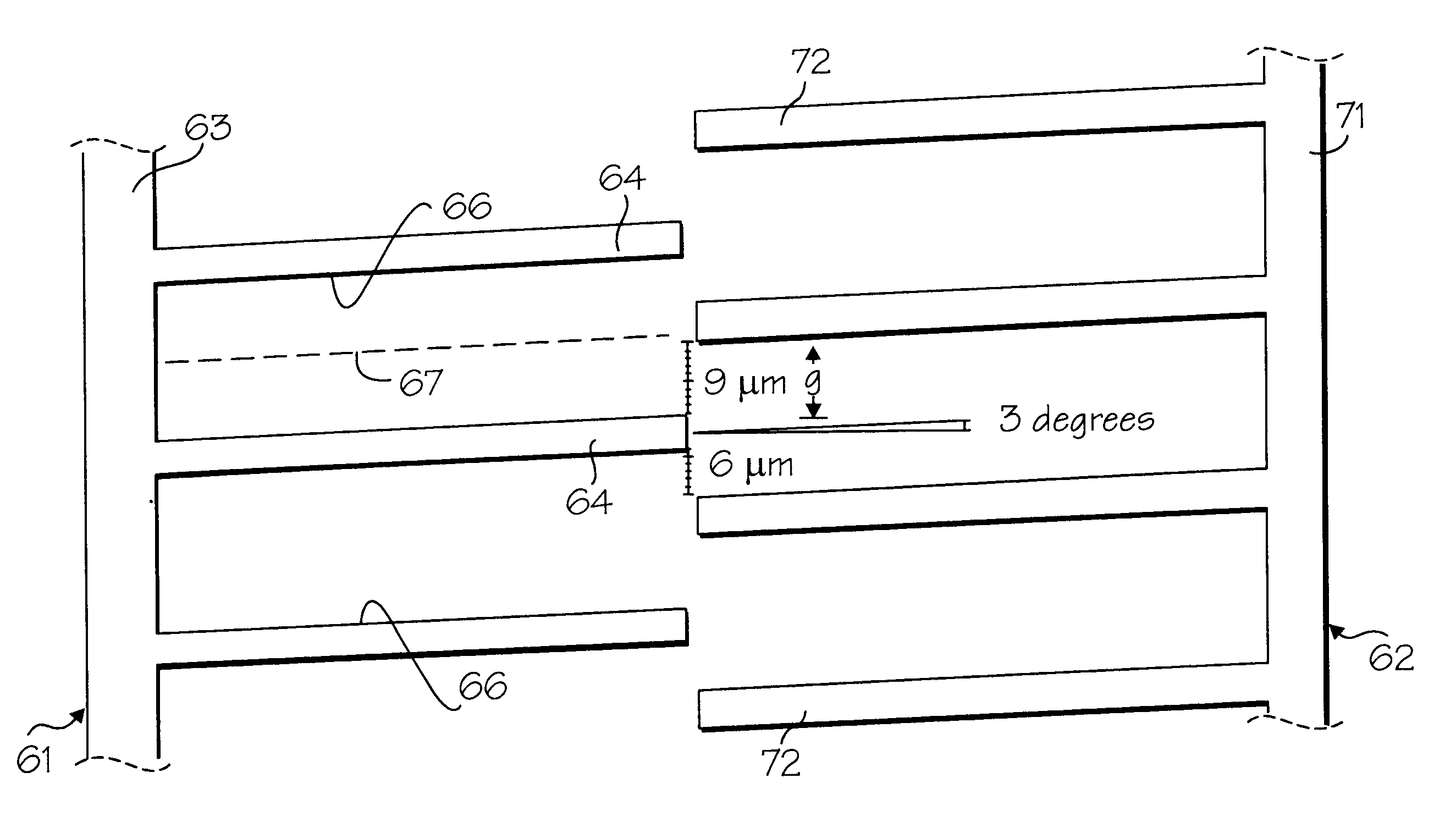 Electrostatic microactuator with offset and/or inclined comb drive fingers