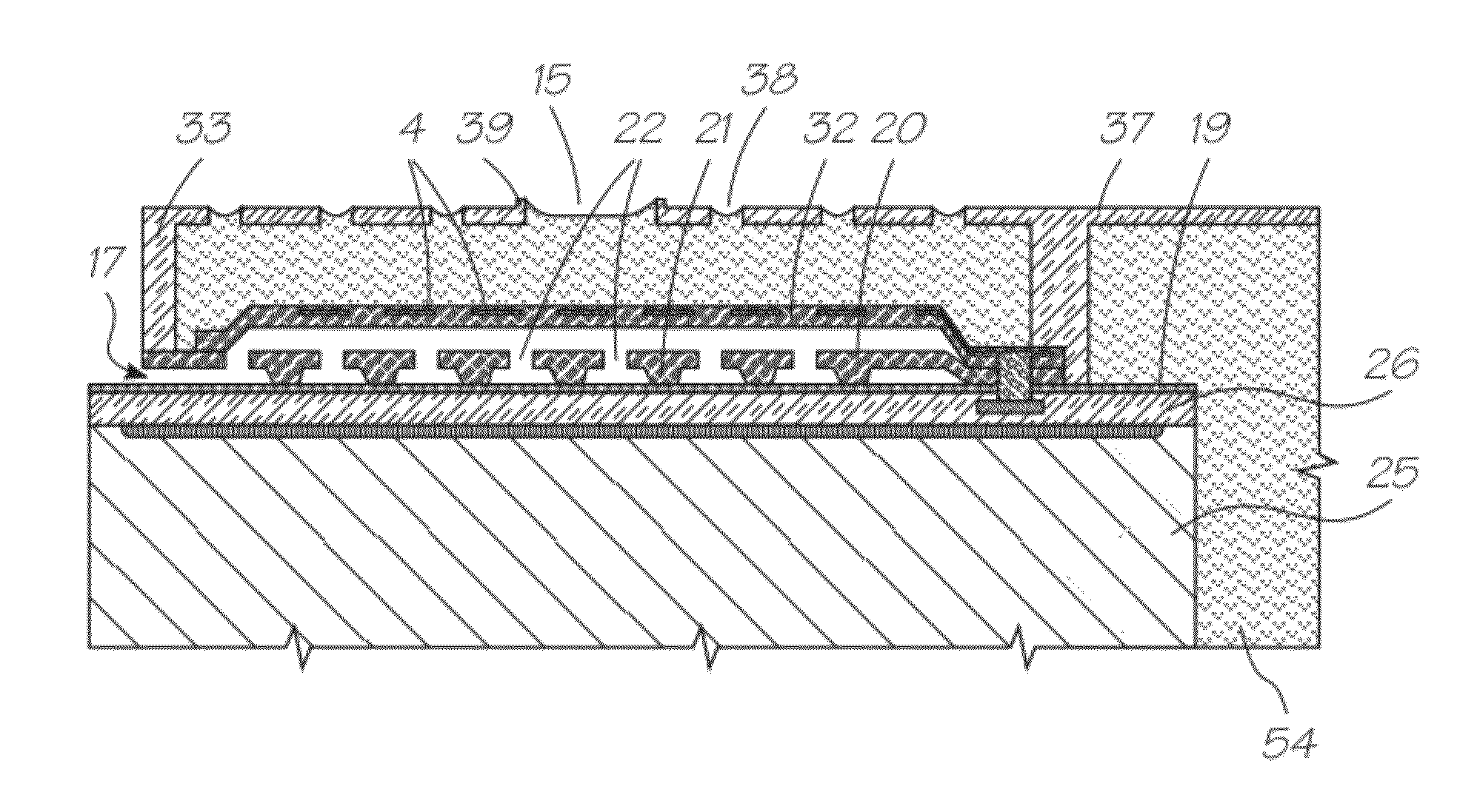 Printhead integrated circuit with actuators proximate exterior surface