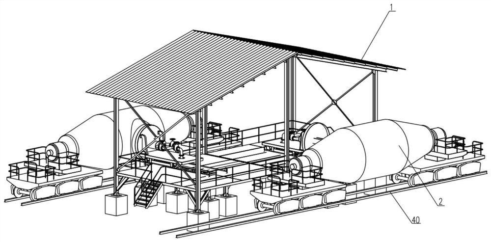 Intersecting mixed flow torpedo ladle baking device