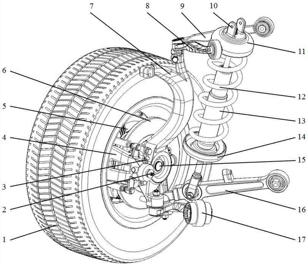 Multi-link suspension wheel rim drive system of wheel hub motor direct-drive electric vehicle