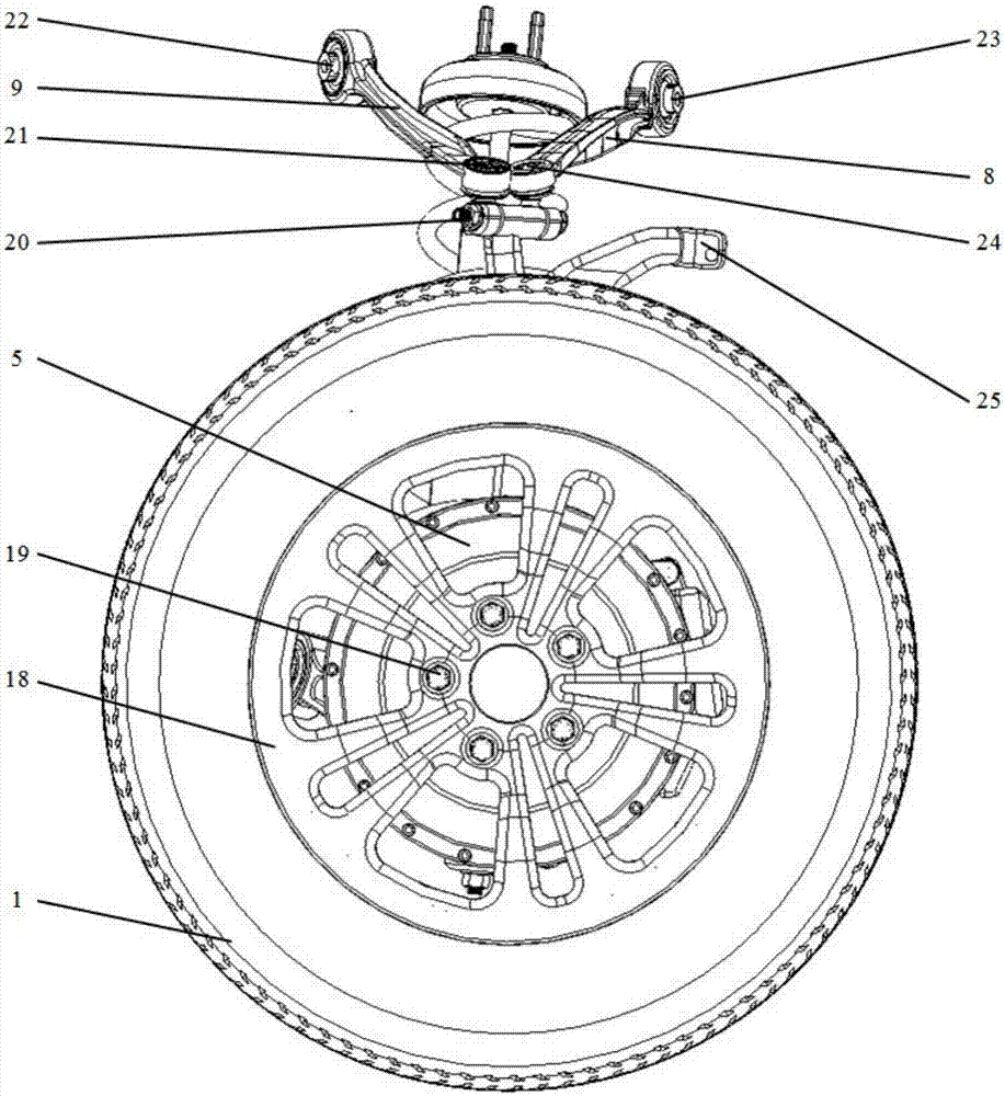 Multi-link suspension wheel rim drive system of wheel hub motor direct-drive electric vehicle