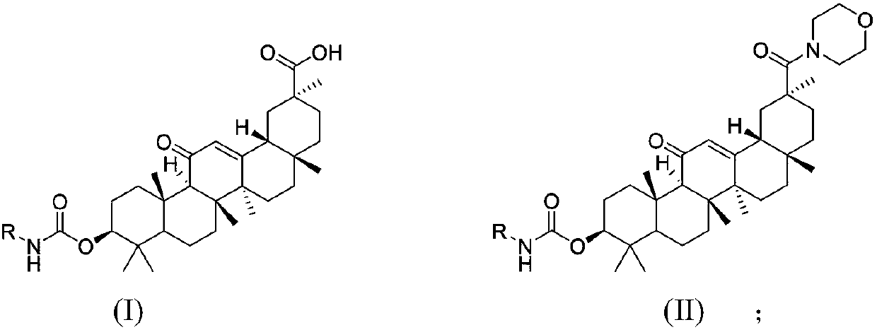 18beta-glycyrrhetinic acid carbamate derivative, preparation method and application thereof