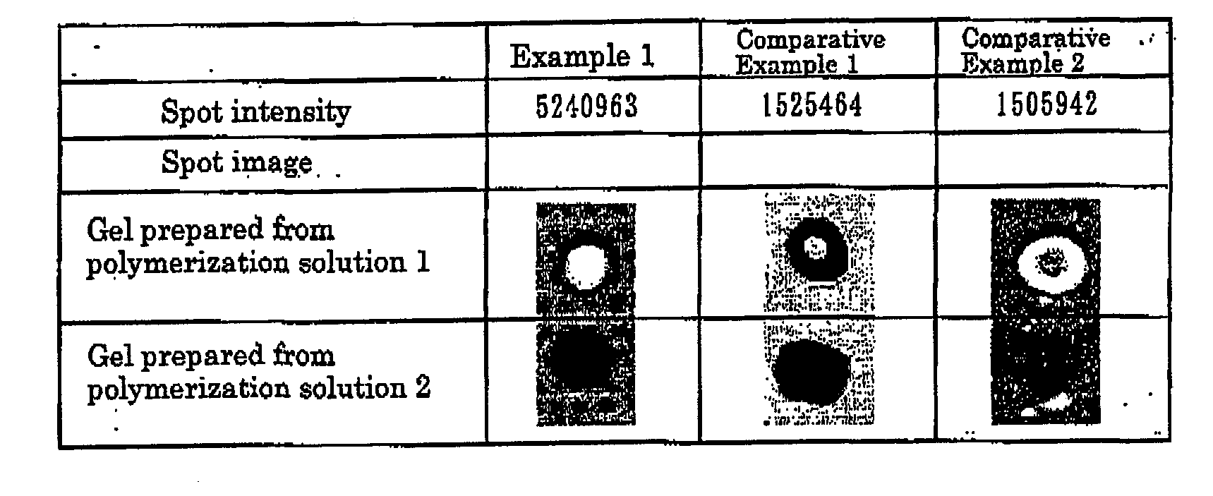 Gel having biosubstance fixed thereto and microarray utilizing the gel