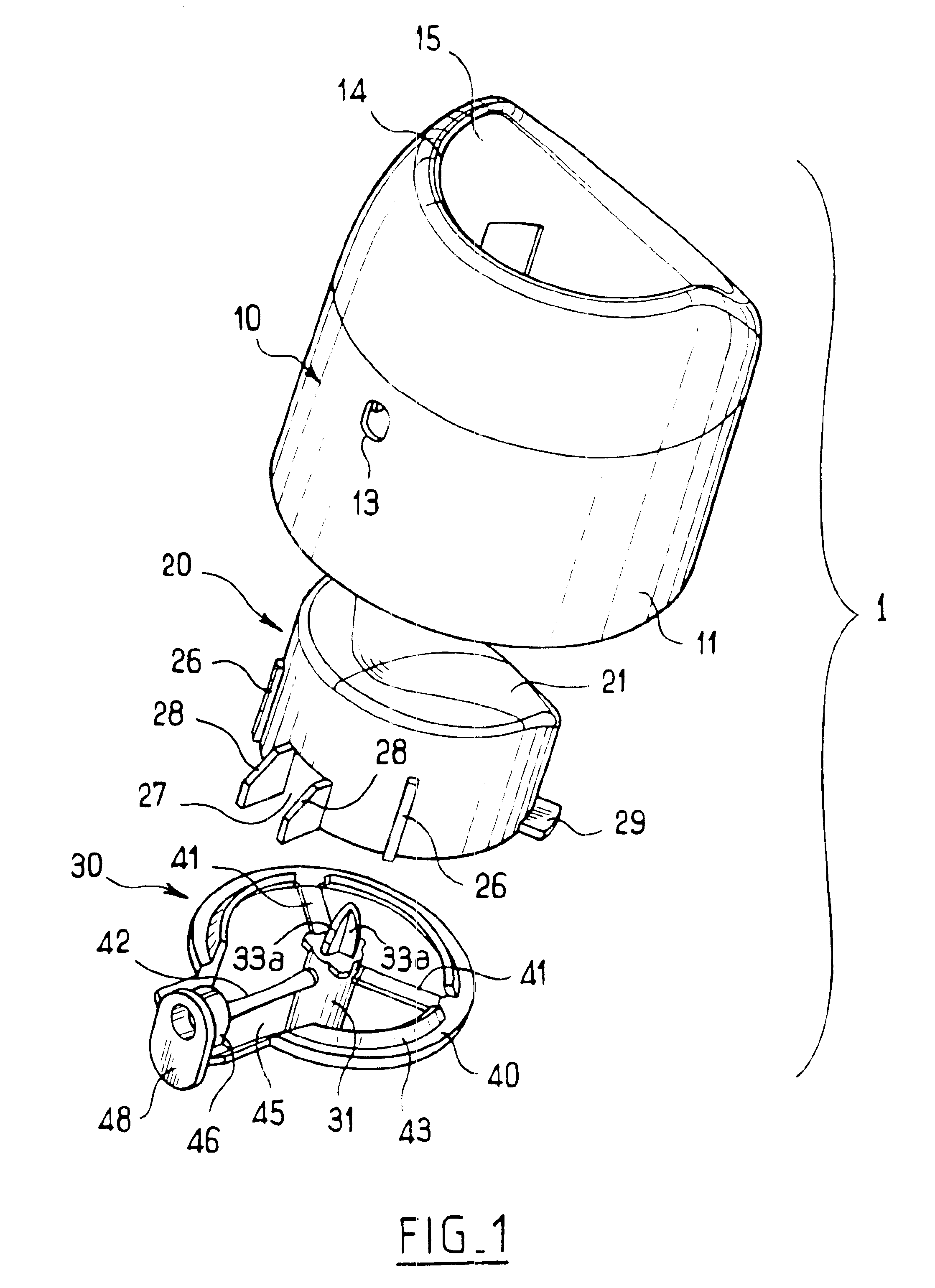 Dispenser device for fitting to a receptacle provided with a valve