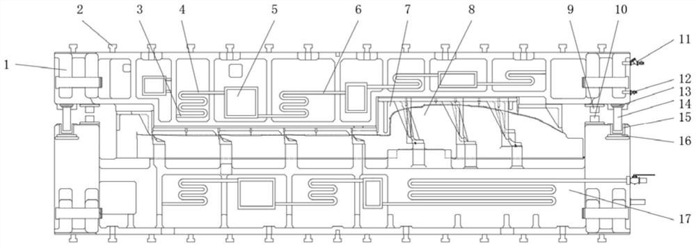 Automobile thermal forming longitudinal beam mold