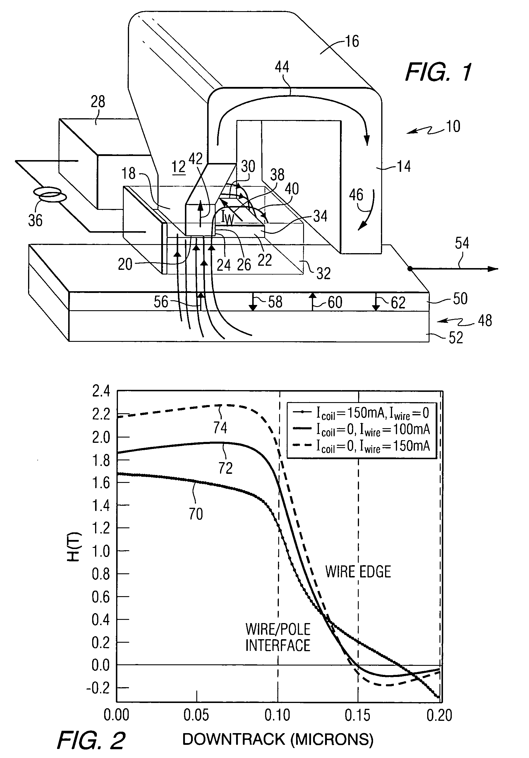 Inductive write head driven only by an ampere wire