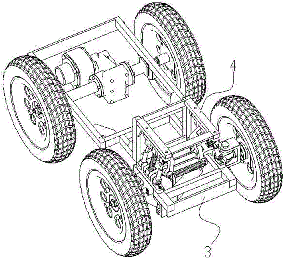 Suspension for chassis of four-wheel moving robot