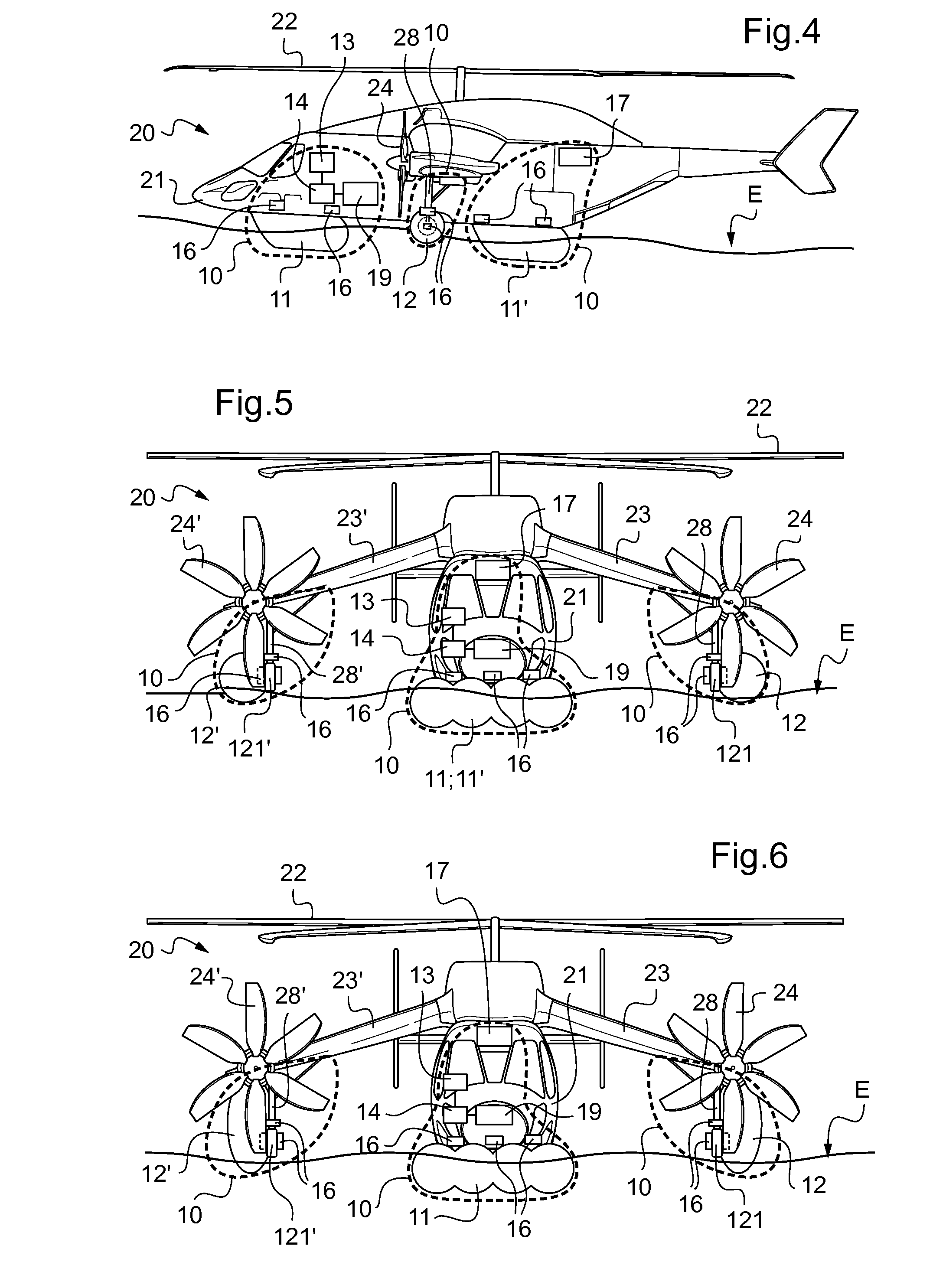 Method of automatically triggering an emergency buoyancy system for a hybrid helicopter