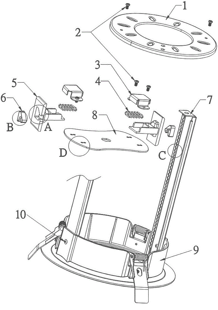 Adjustable barrel spotlight slide rail framework