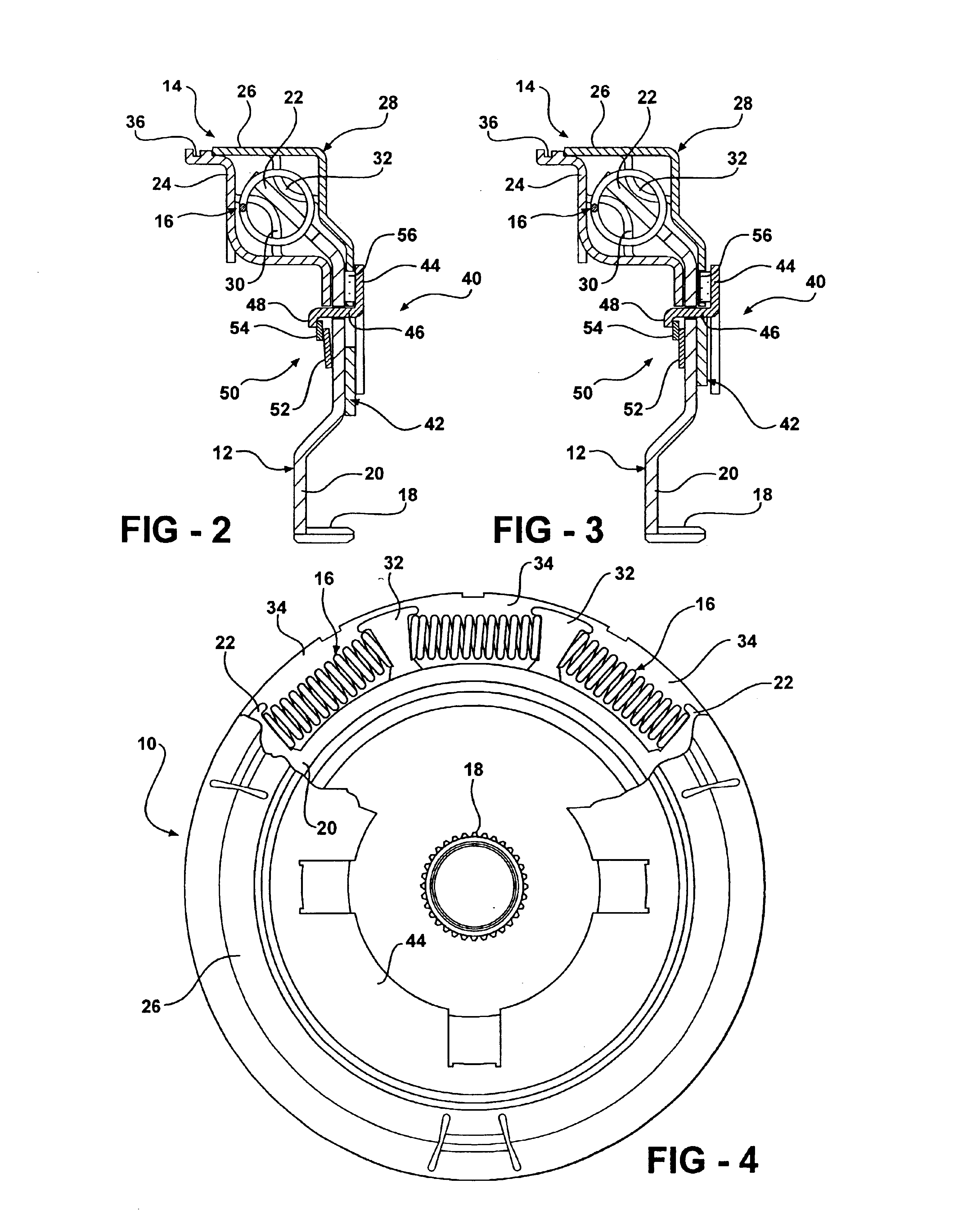 Torsional damper having variable bypass clutch with centrifugal release mechanism
