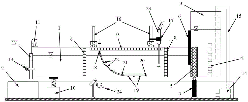 Method for testing vortex-induced vibration of suspended flexible standpipe based on open channel experiment water tank
