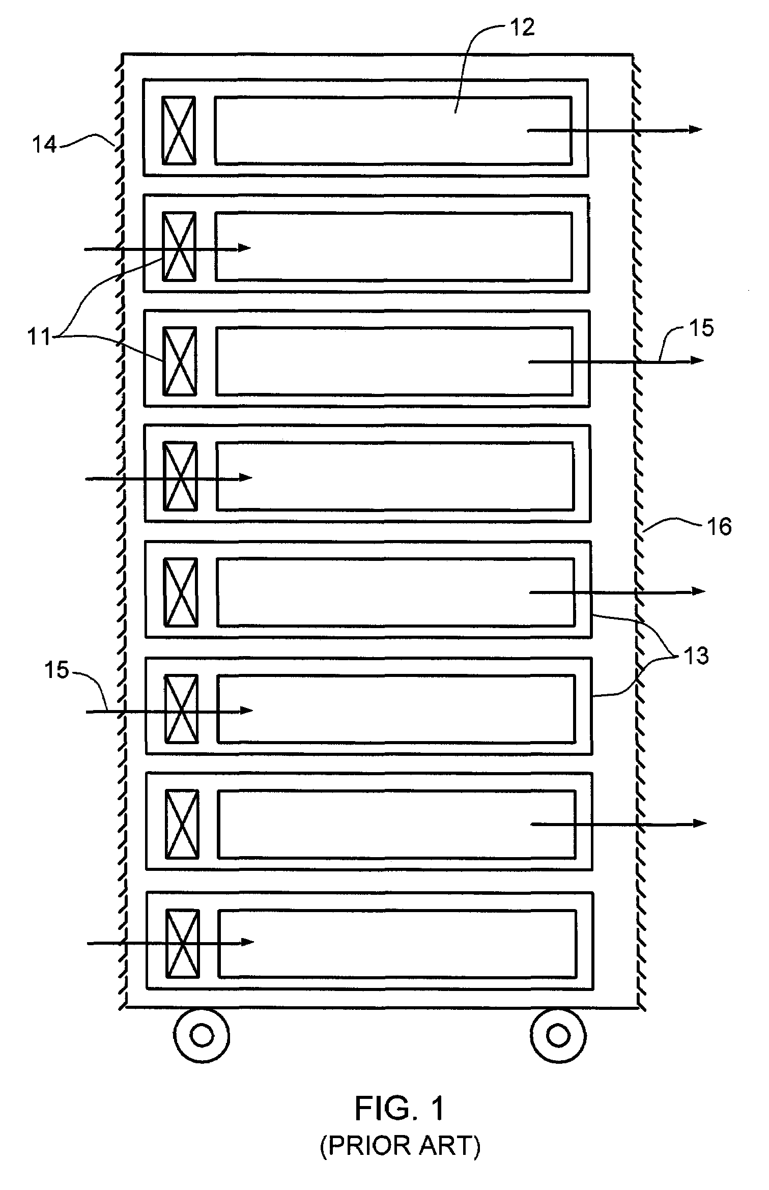Cooled electronics system and method employing air-to-liquid heat exchange and bifurcated air flow