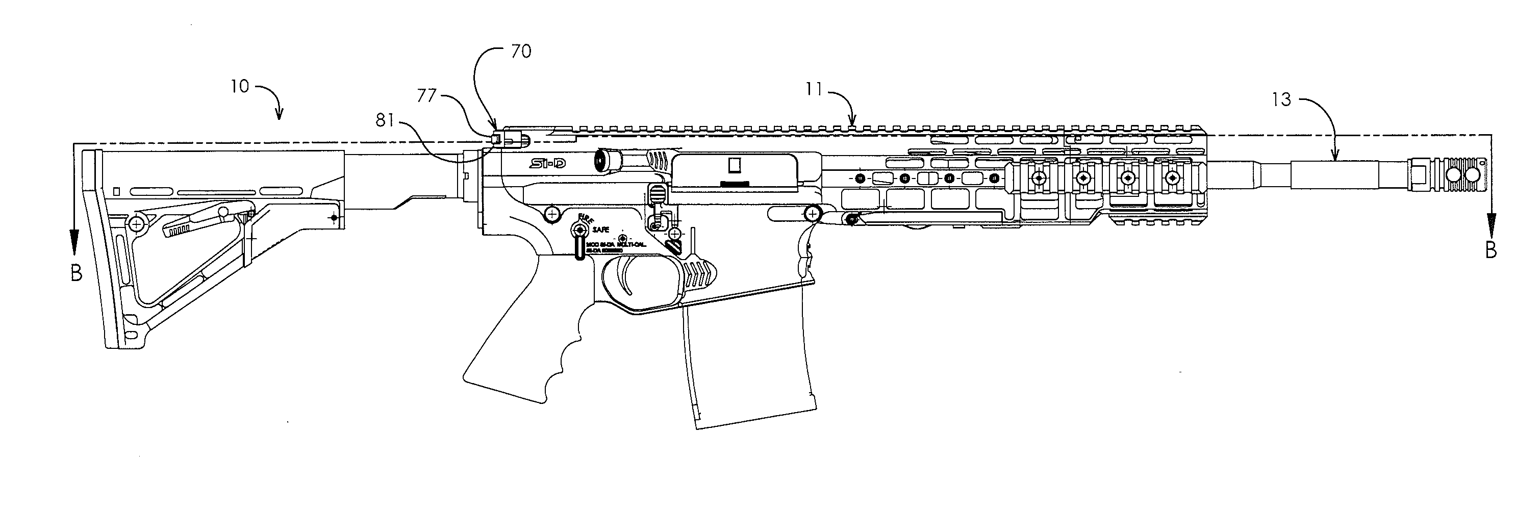 Internal latch in charging handle of firearm