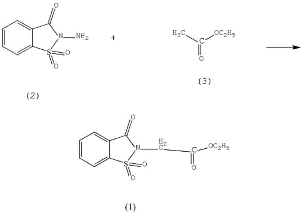 Synthetic method of piroxicam drug intermediate 3-oxo-1,2-benzisothiazole-1,1-dioxo-2-ethyl acetate