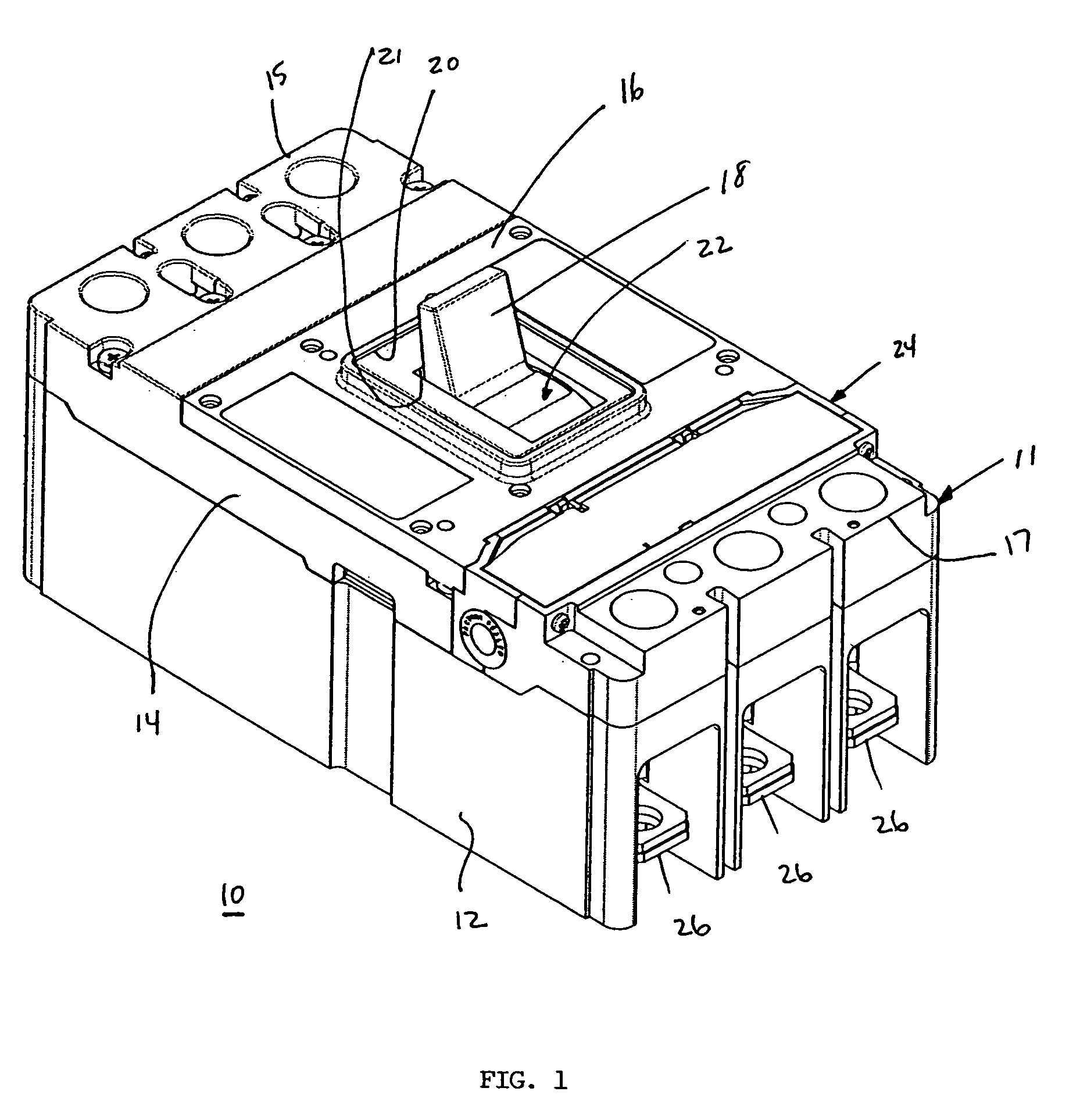 Circuit breaker including a latchable cradle and a cross bar adapted to move in an arcuate path away from primary and secondary latches