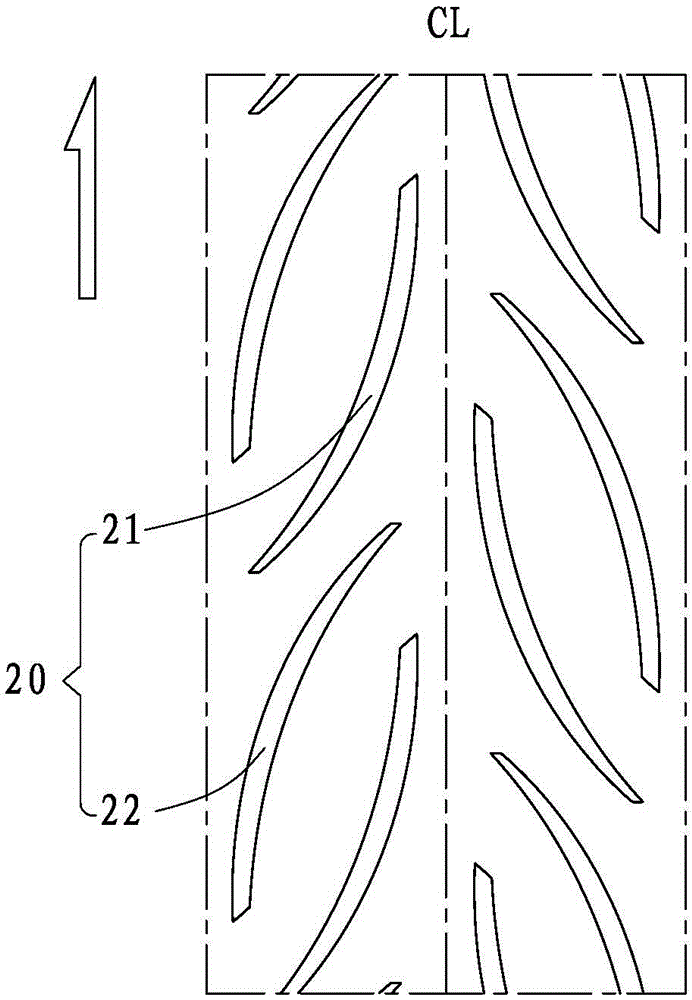 Pneumatic tire tread pattern structure for two-wheeled vehicle