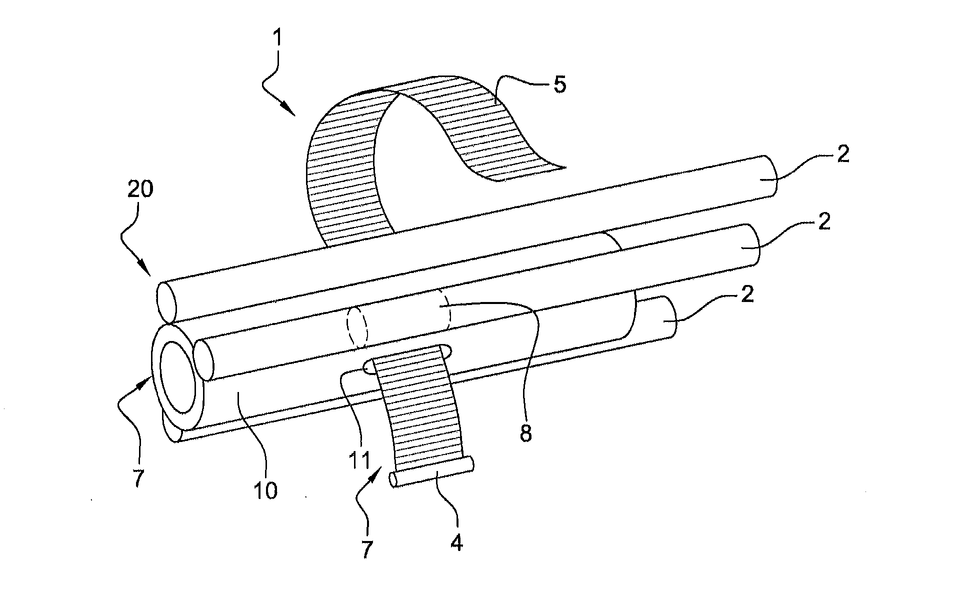 Device for securing and retaining at least one electrical harness in a turbomachine