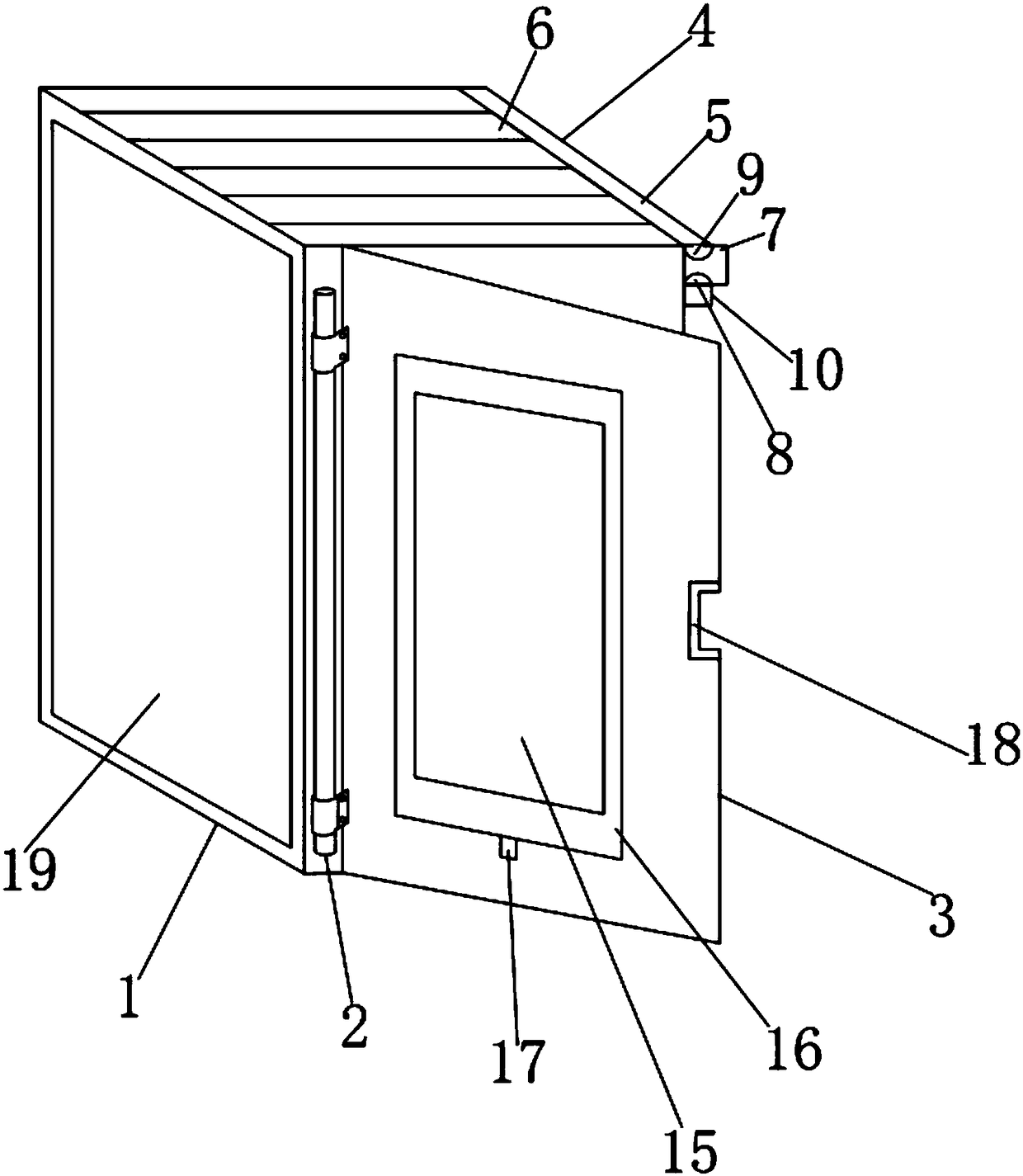 Distribution box provided with turnable operation panel