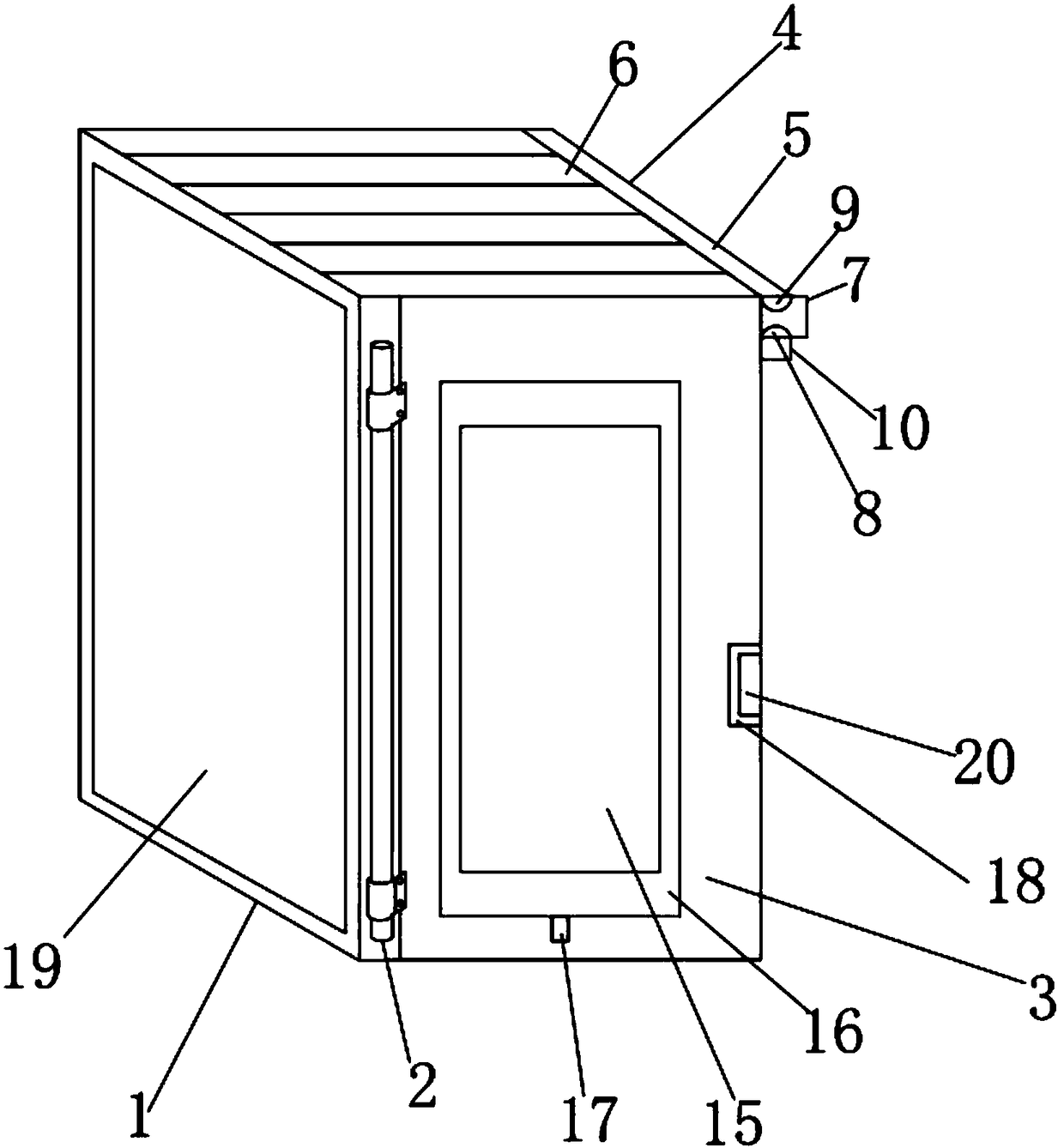 Distribution box provided with turnable operation panel