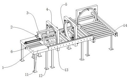 Packaging device for clothing production line and using method thereof