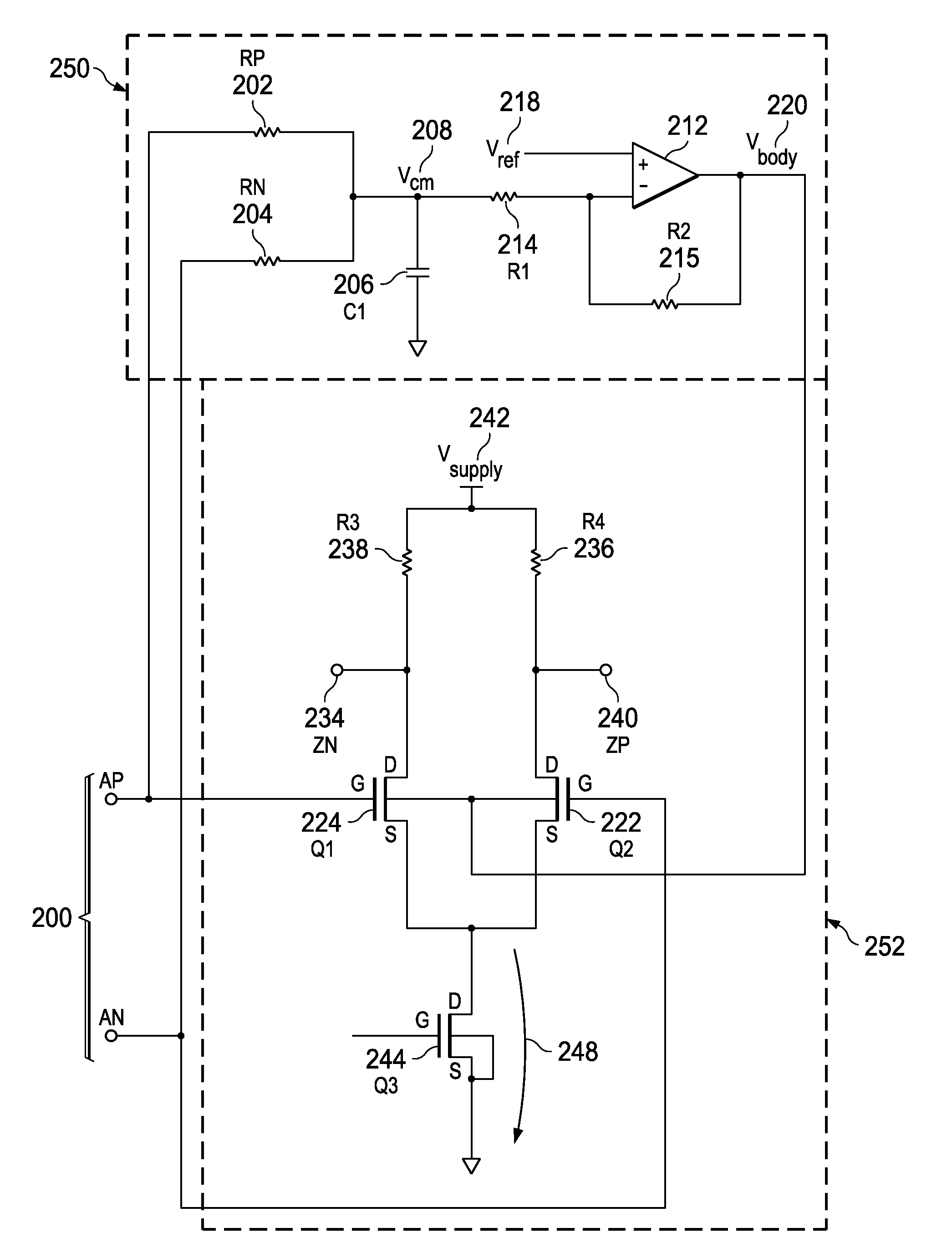 Adaptive common mode bias for differential amplifier input circuits