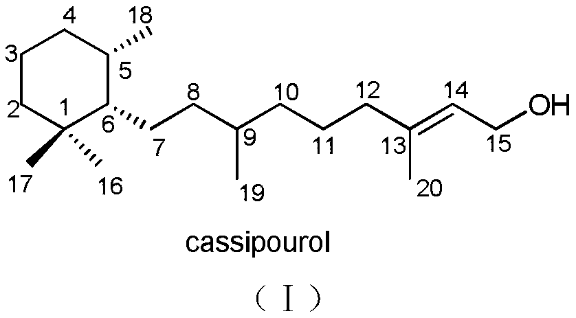 Monocyclic diterpene compound cassipourol, preparation method thereof and use in pharmacy