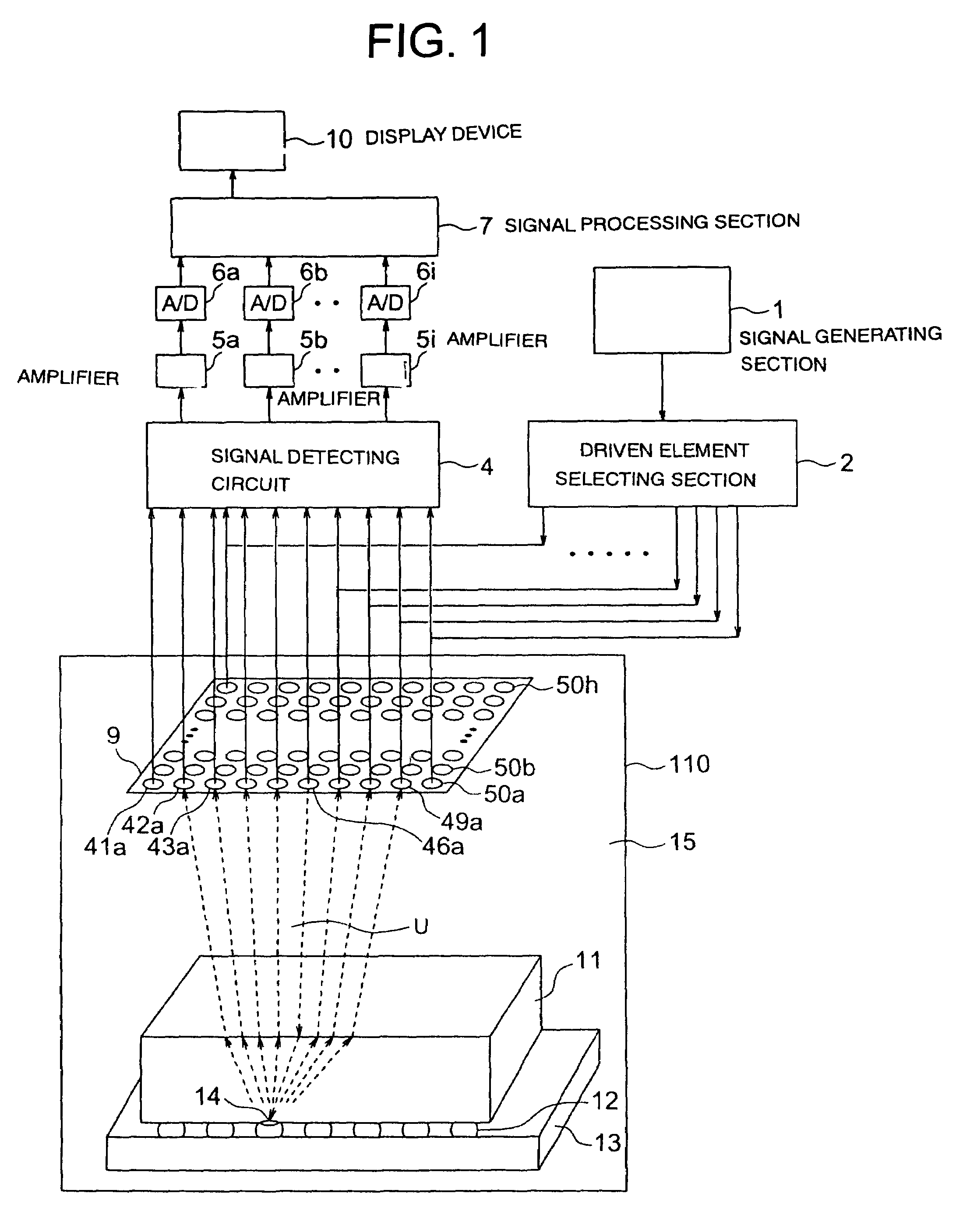 Ultrasonograph, ultrasonic transducer, examining instrument, and ultrasonographing device