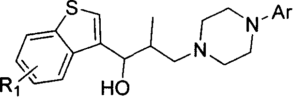 Aryl piperazine modified benzo [b] thiophene compounds and their preparation method and use