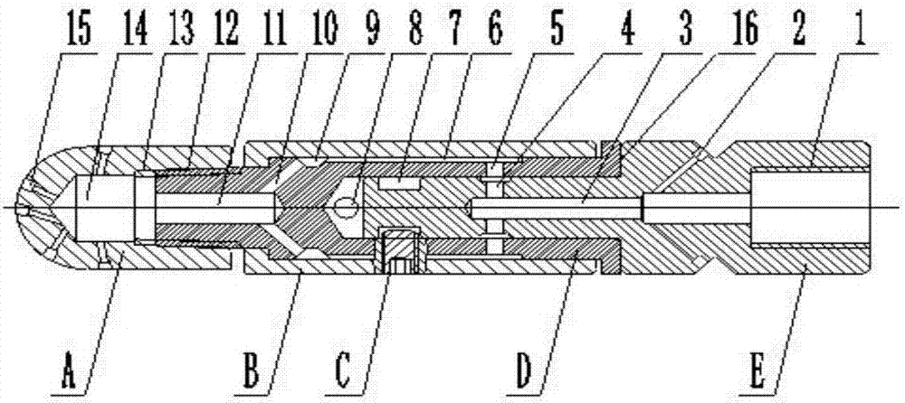 High-pressure water cleaning self-rotating spray head adopting front diversion structure design