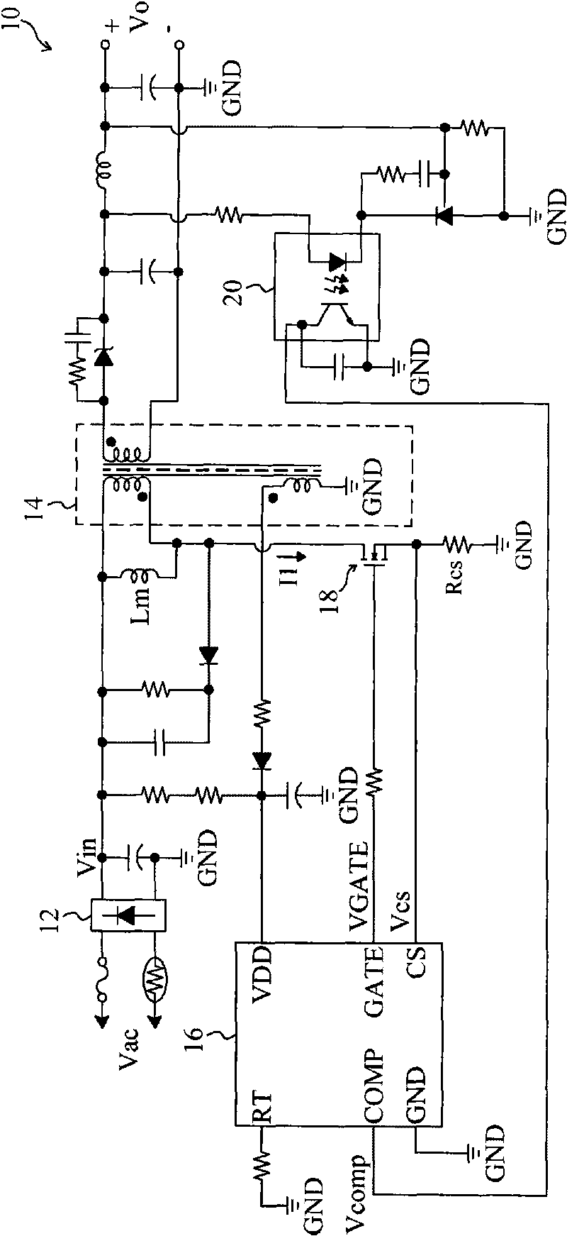 Control circuit and method for flyback converter