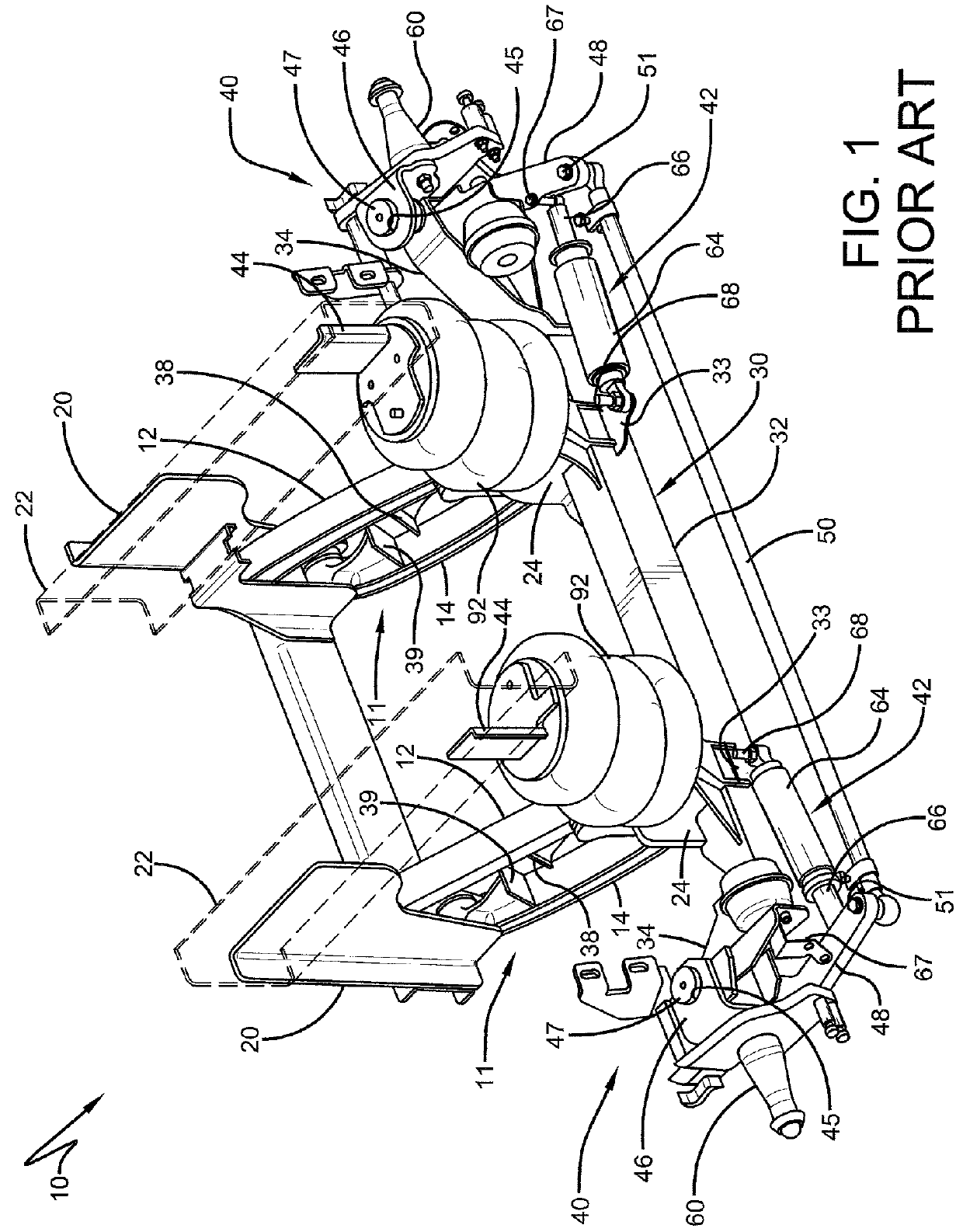 Steering centering/damping mechanism for a steerable heavy-duty vehicle axle/suspension system