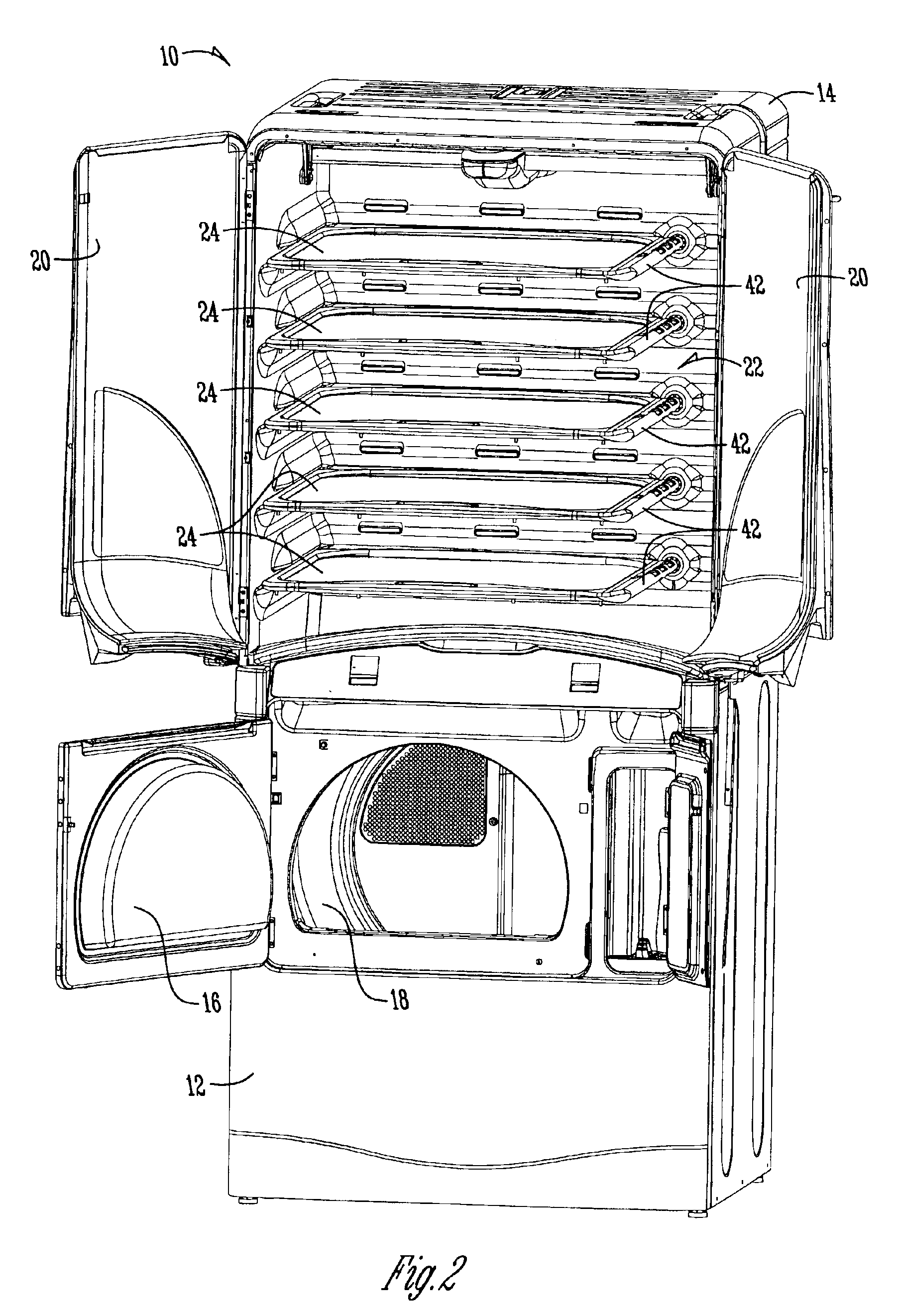 Clothes drying cabinet with improved air distribution