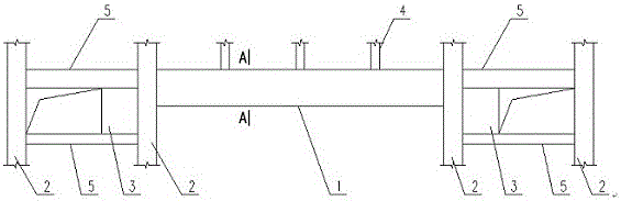 Column-supported-by-beam transfer beam with steel plate reinforced concrete shear walls arranged in adjacent spans