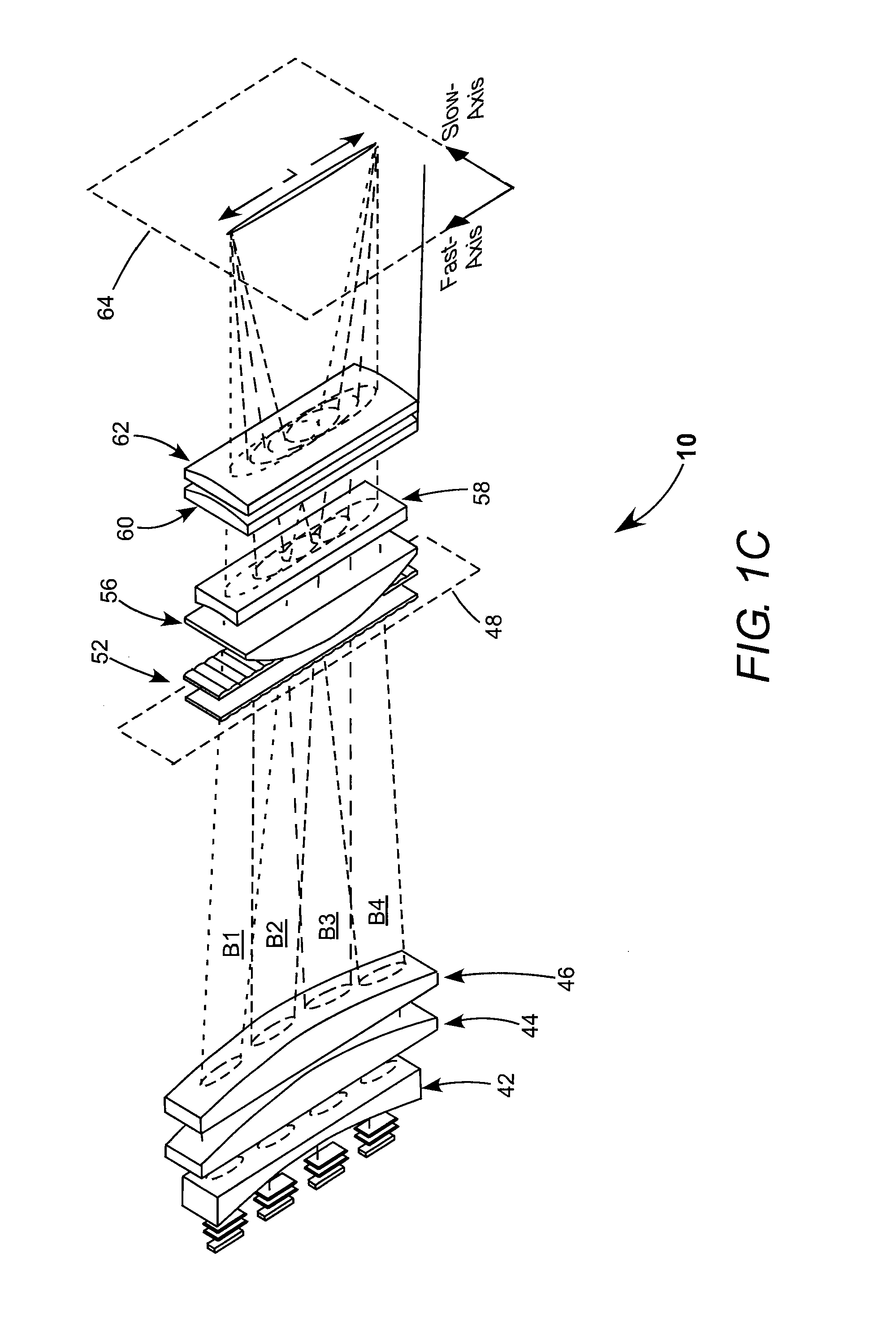 Line-projection apparatus for arrays of diode-laser bar stacks
