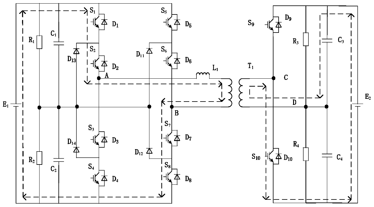 Five-level double-bridge bidirectional isolation type direct current converter