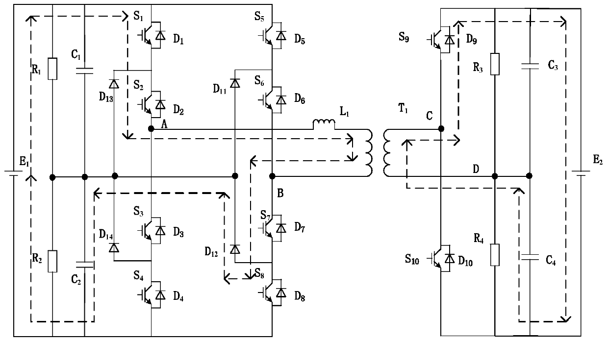 Five-level double-bridge bidirectional isolation type direct current converter