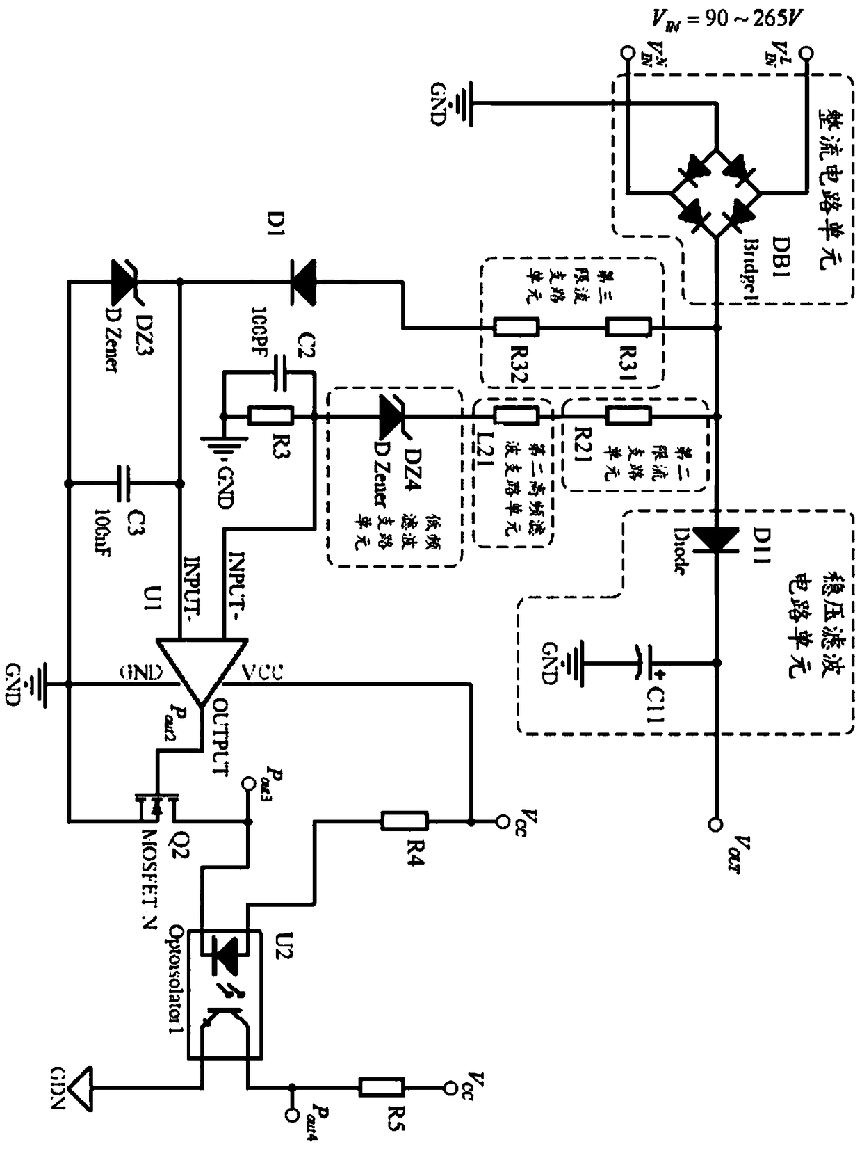 A circuit for generating a clock pulse signal based on alternating current