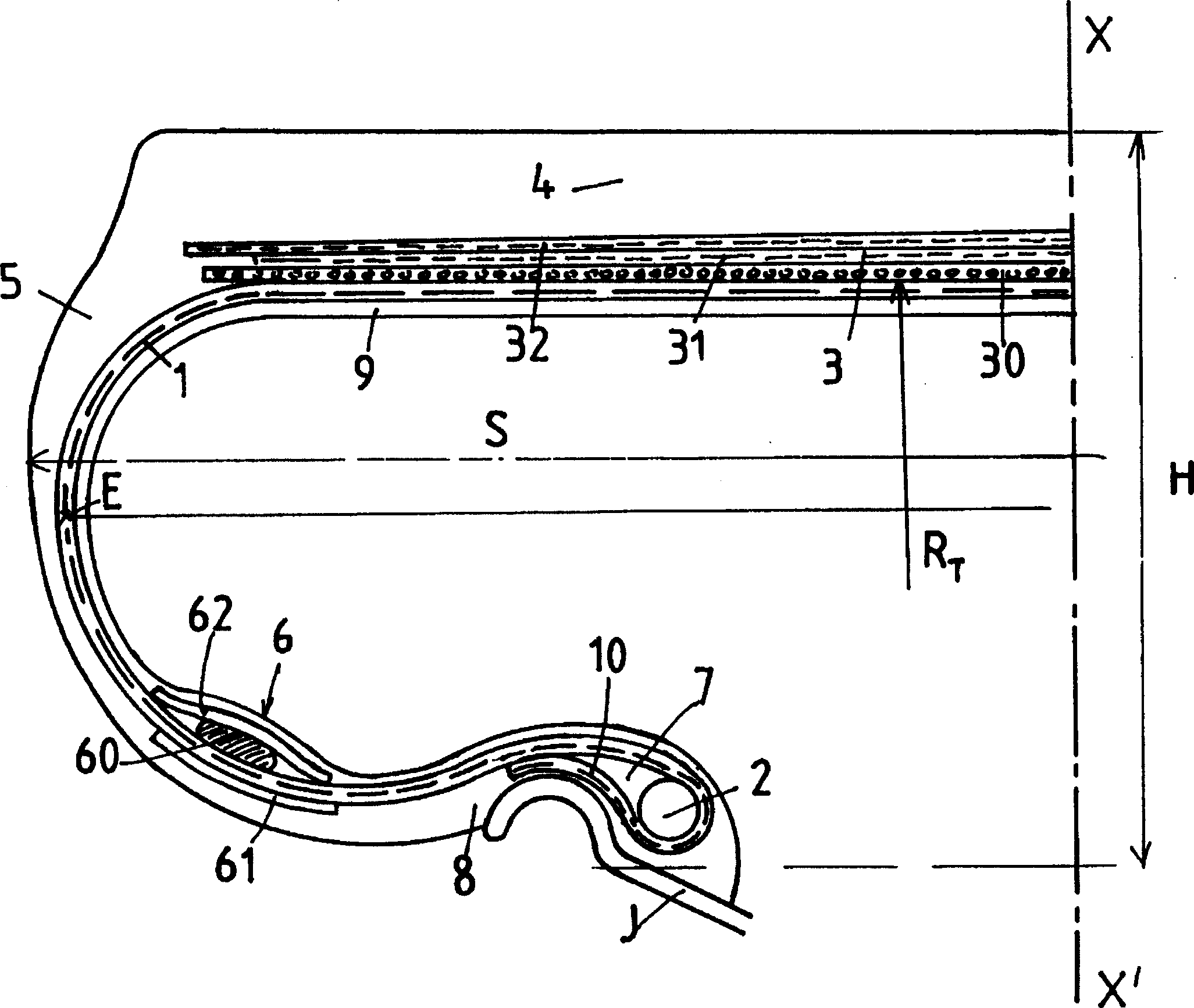 Tyre with laced breaker by reinforcement