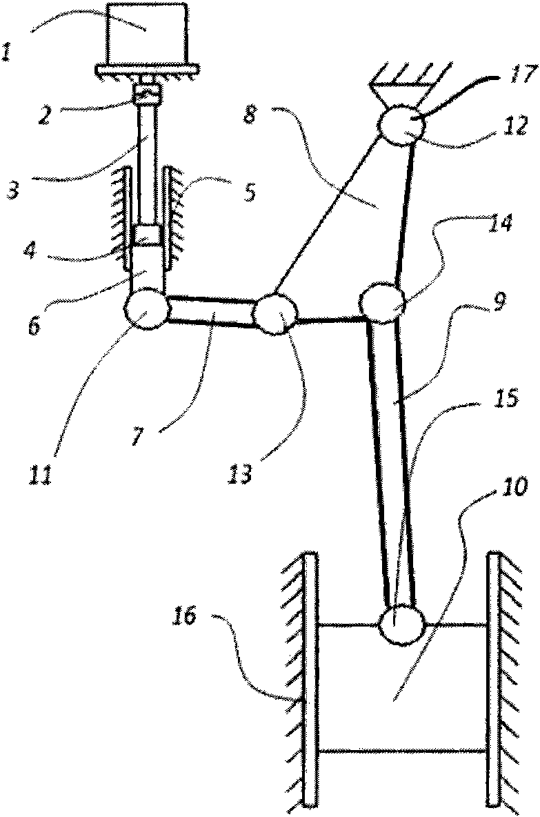 Toggle lever pressure transmission mechanism