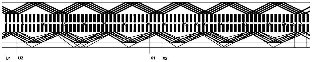 Three-antipode six-layer flat copper wire winding structure and motor using winding structure