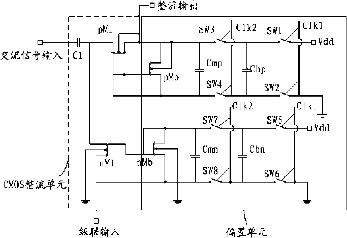 CMOS (Complementary Metal-Oxide-Semiconductor Transistor) rectifier