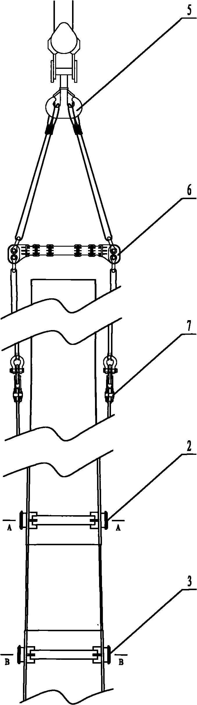 Hoisting method of thin-wall long and thin large-size equipment