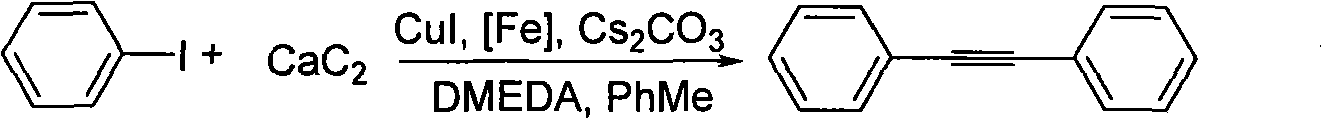 Method for synthesizing diphenylacetylene by utilizing calcium carbide