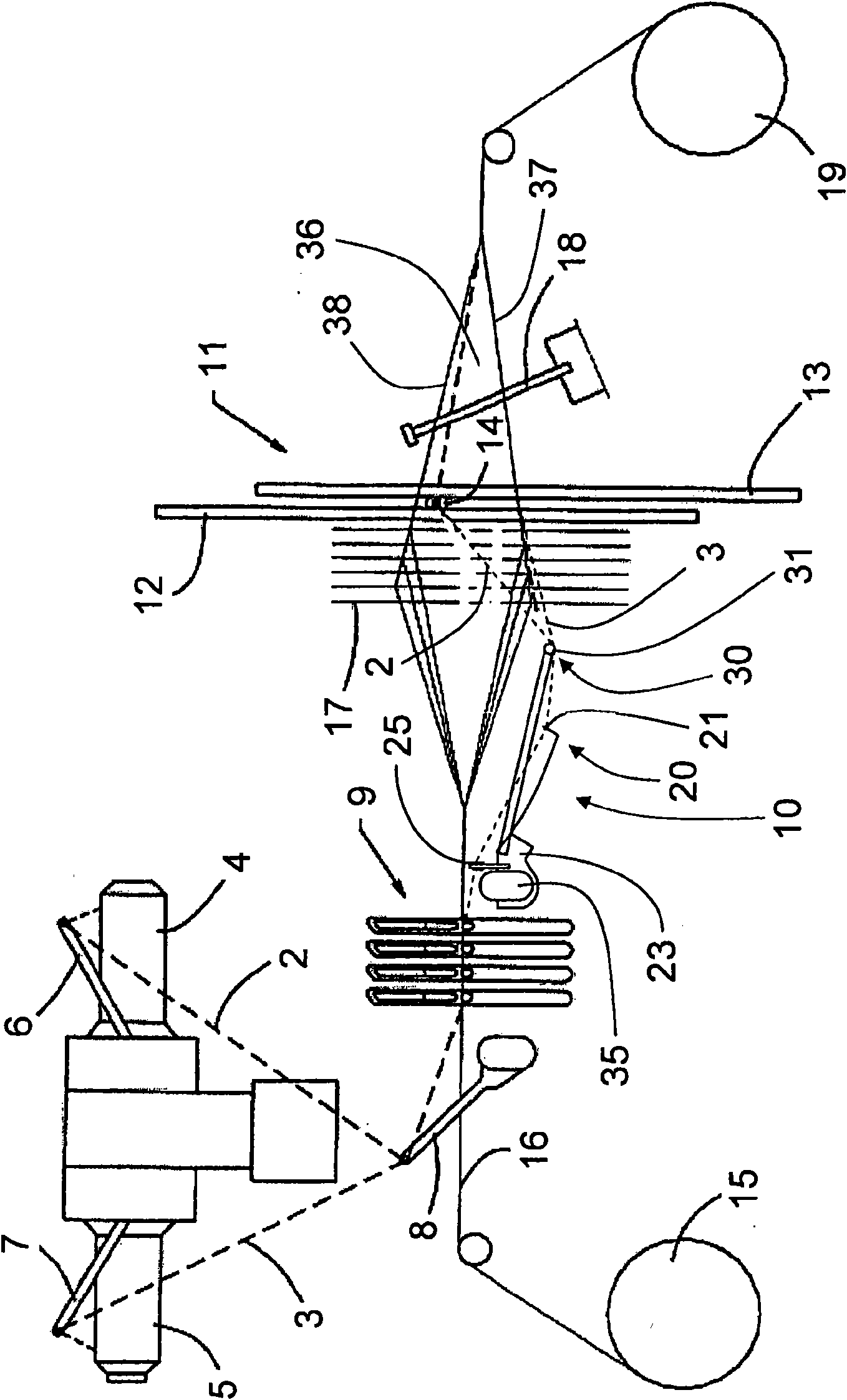 Device for the tensioning of a leno thread for a doup heddle device for a weaving machine