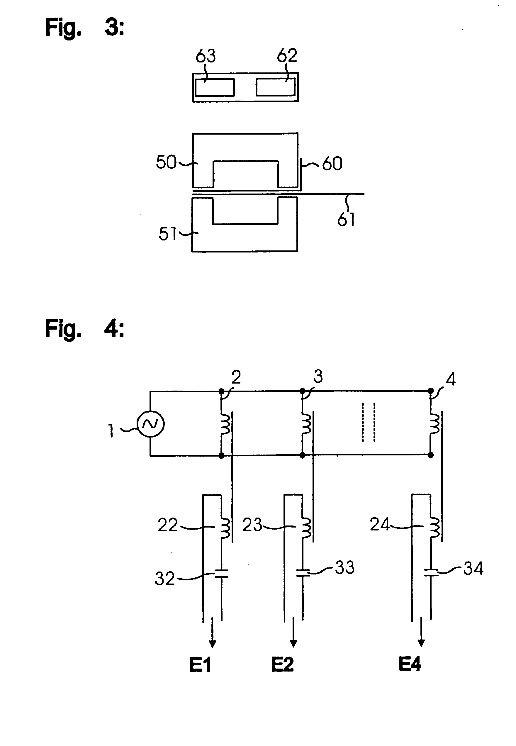 Array for the contact-less transmission of electrical signals or energy