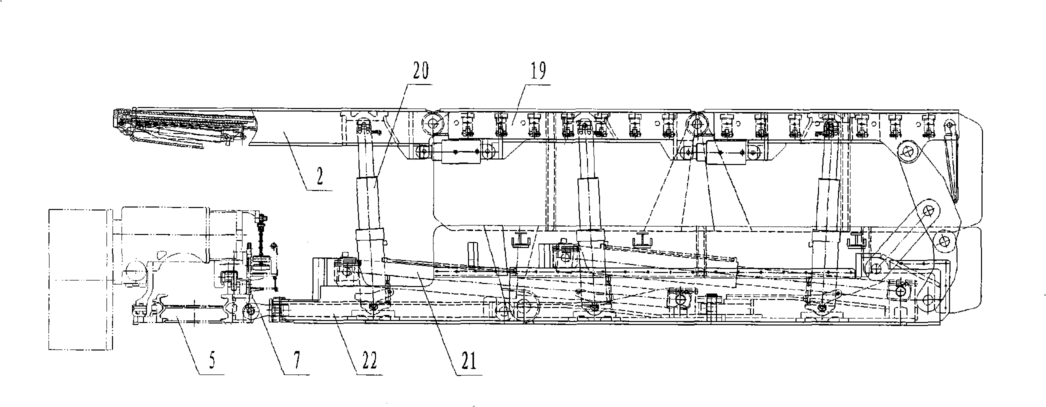 Integrated suspension device for retaining a lane for next sublevel