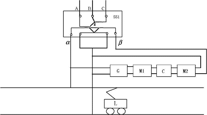 Electrified railroad homo-phase traction power supply system