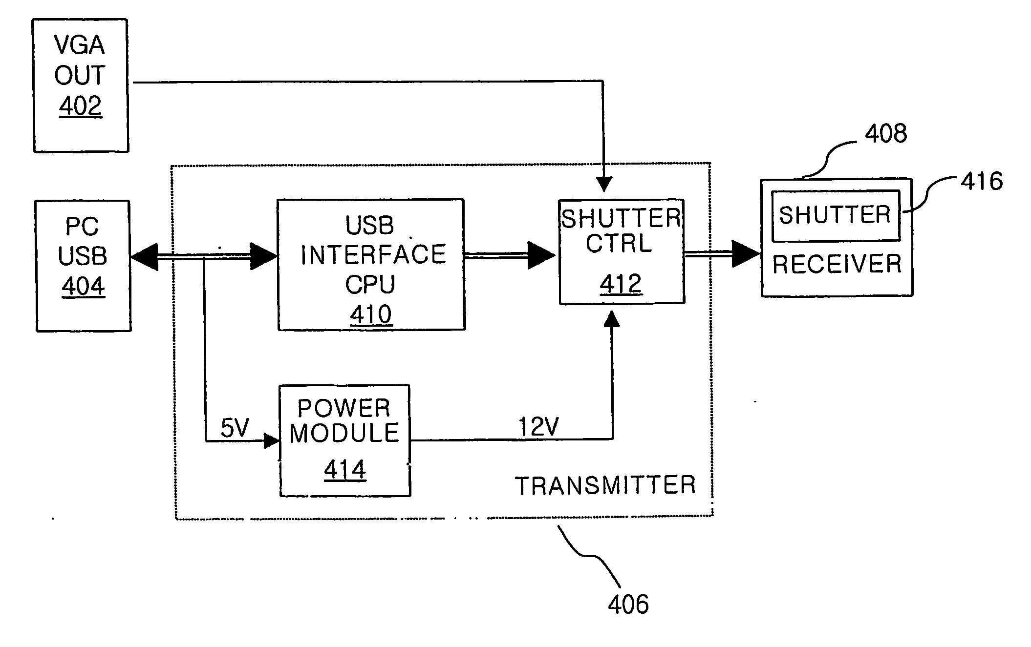 Method of transmitting signal for indicating opening or shuttering of a shutter in a private image display device